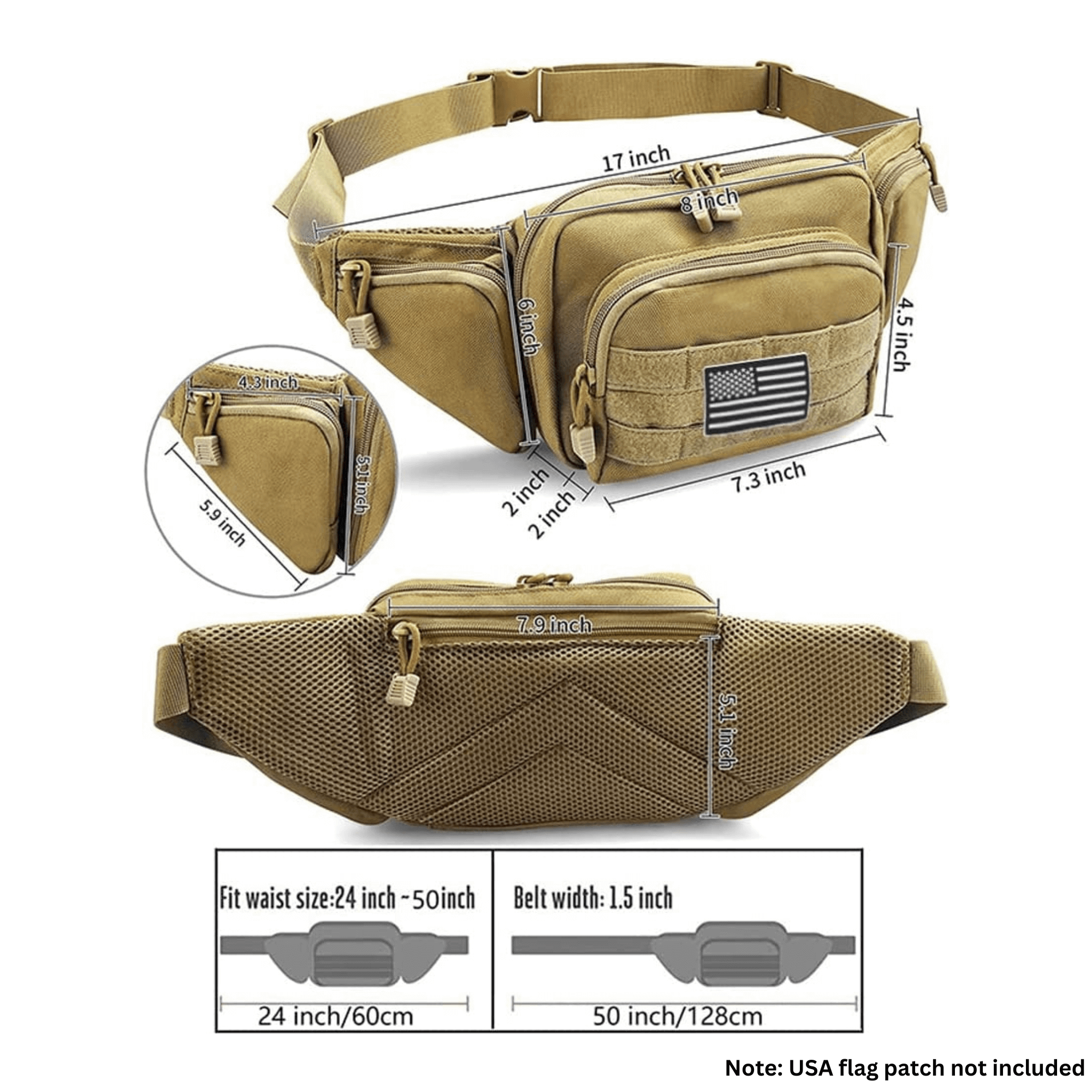 Outdoor Fanny Pack Waist Bag MOLLE EDC Pouch Black Fort Gregory